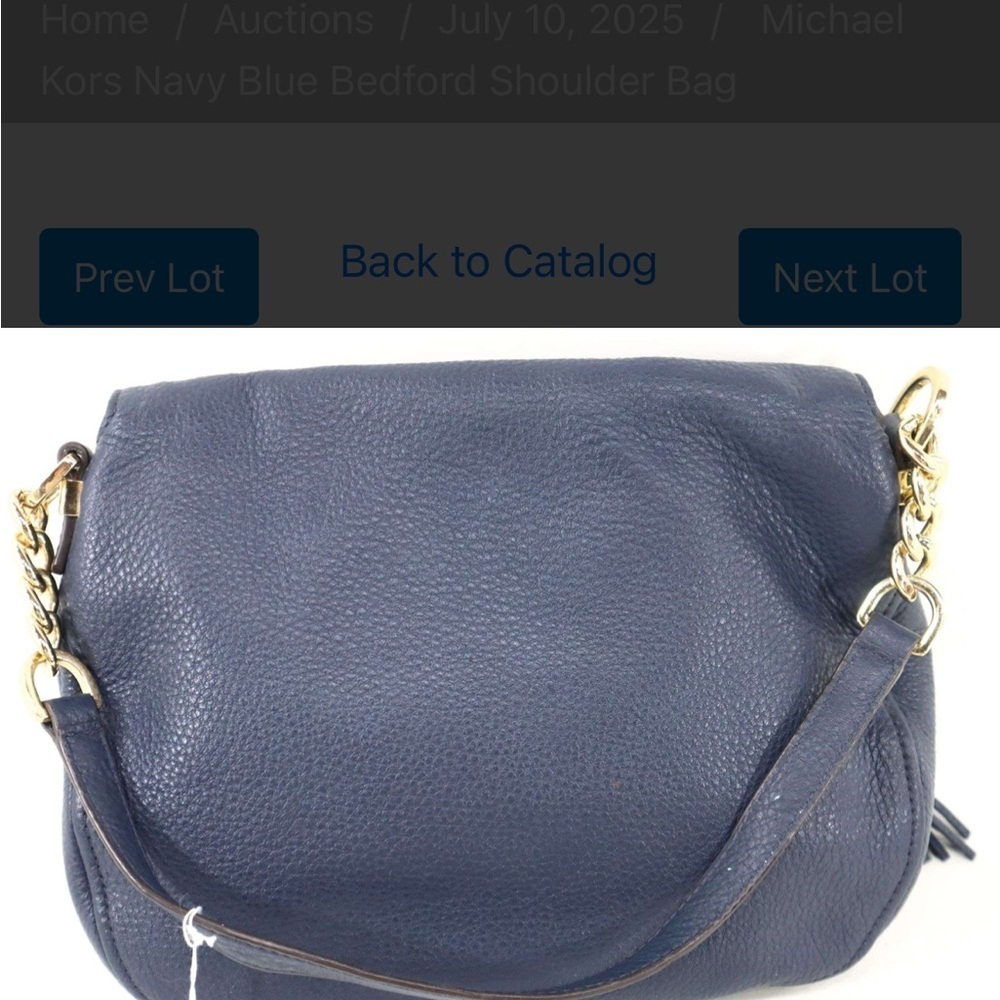 Michael Kors Blue Leather Shoulder Bag with Curved Design - Picture 4 of 9